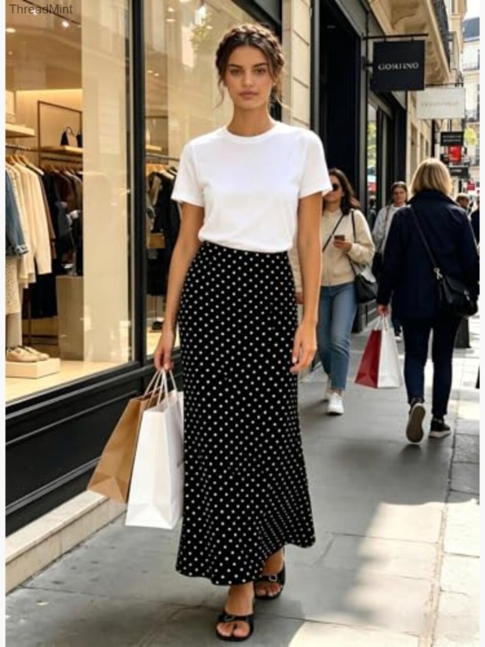 High Waisted A-Line Flowy Maxi Skirt - Picture 6 of 7